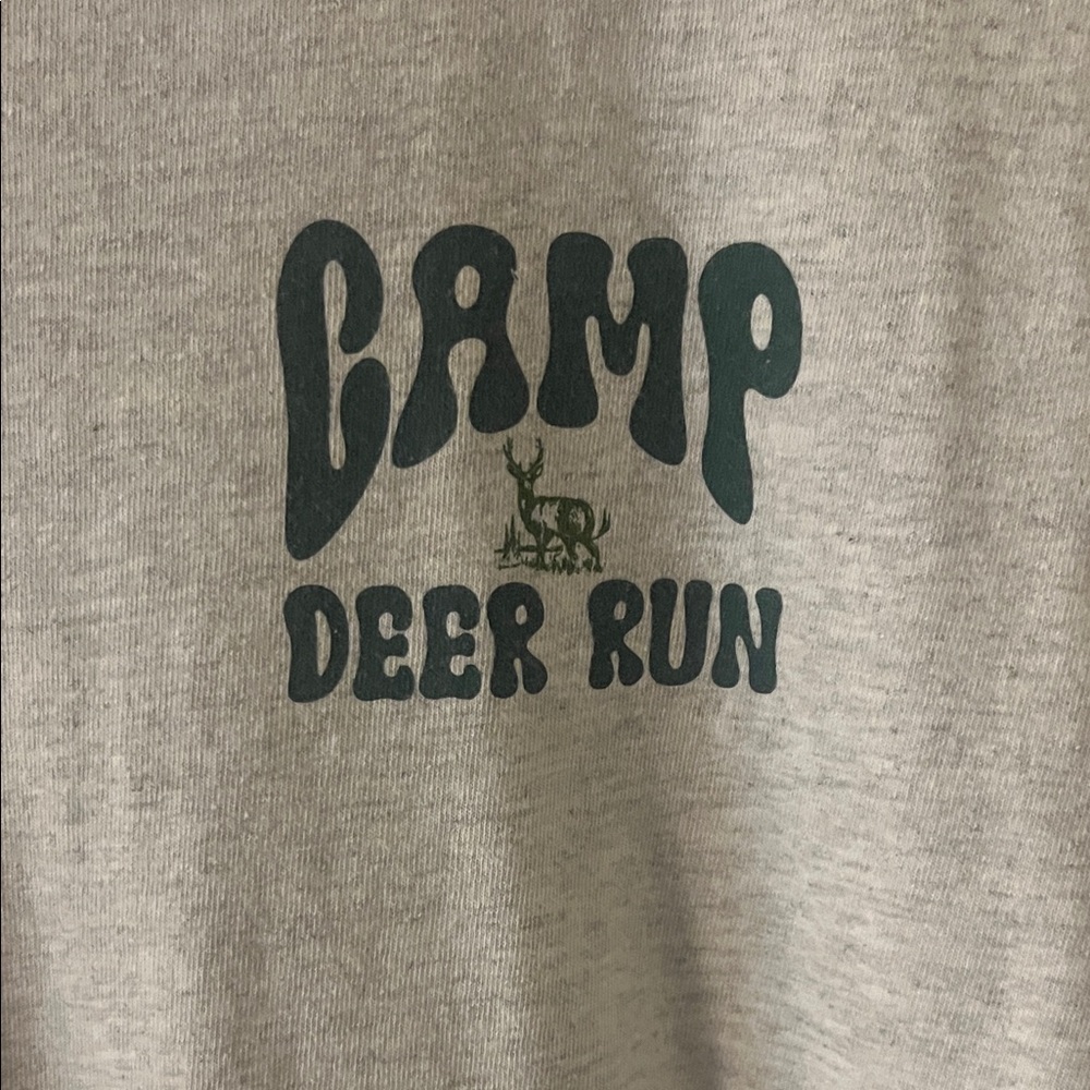 Gildan Gray Short Sleeve Tee with Dark Teal 'Camp Deer Run' Print